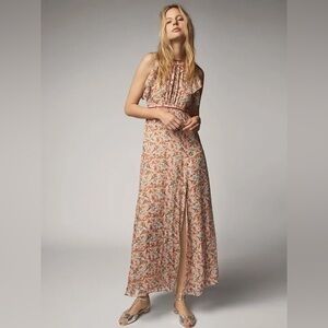 Massimo Dutti Backless Floral Silk Maxi Dress